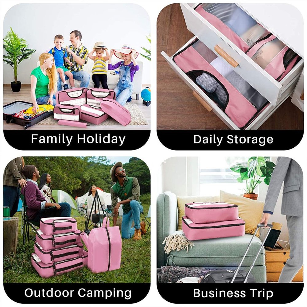 New  6 Set Packing Cubes, Travel Luggage Organizers with Laundry Bag & Shoe Bag - Picture 13 of 14